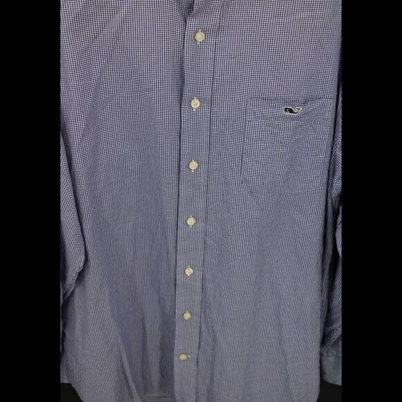 VINEYARD VINES CLASSIC FIT TUCKER SHIRT LS BUTTON FRONT SIZE LARGE BLUE GINGHAM - Picture 6 of 7